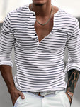 Men's Full Size Striped Long Sleeve T-Shirt Plus Size view 6