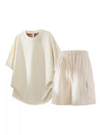 Men's Plus Size Textured Casual Top and Shorts Set view 3