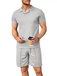 Men's Full Size Casual Short Sleeve Polo and Shorts Set Plus Size view 3