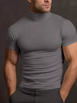Men's Full Size Short Sleeve Turtleneck T-Shirt Plus Size view 3