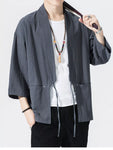 Men's Plus Size Tie Front 3/4 Sleeve Cardigan view 3